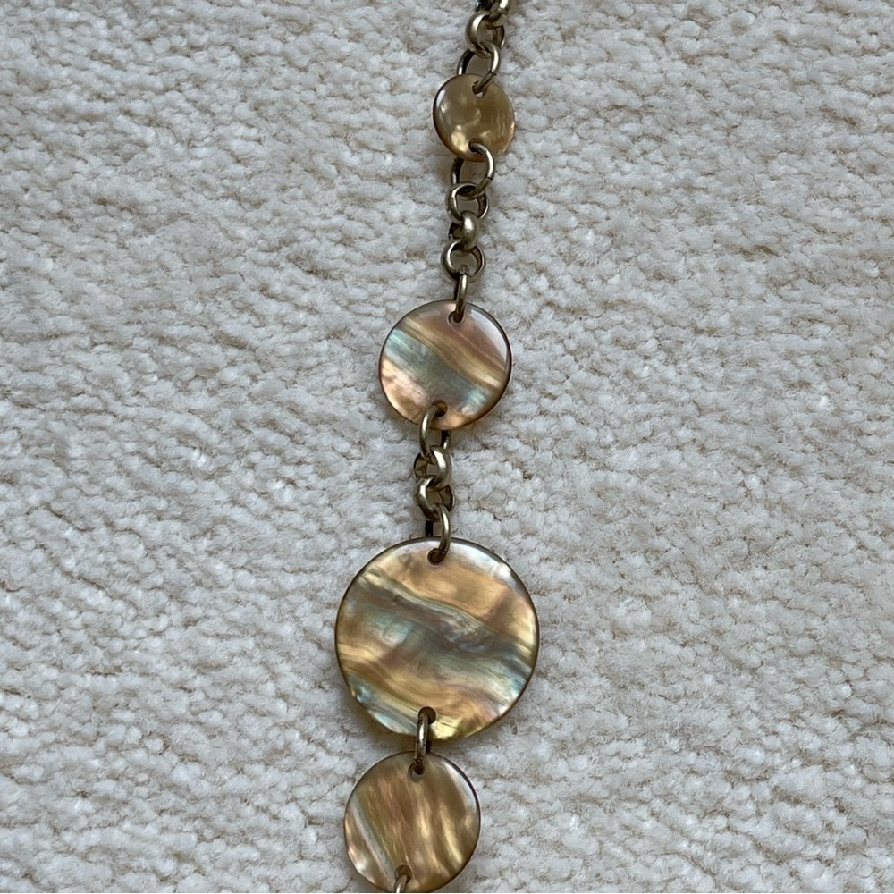 Ann Taylor Leather Handbag/Clutch Gold Chain With Mother Of Pearl Discs - Picture 15 of 15
